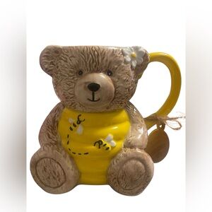 Simple & Sweet - Bear Mug - Yellow Honey Bee - Figural Ceramic Cup - NWT